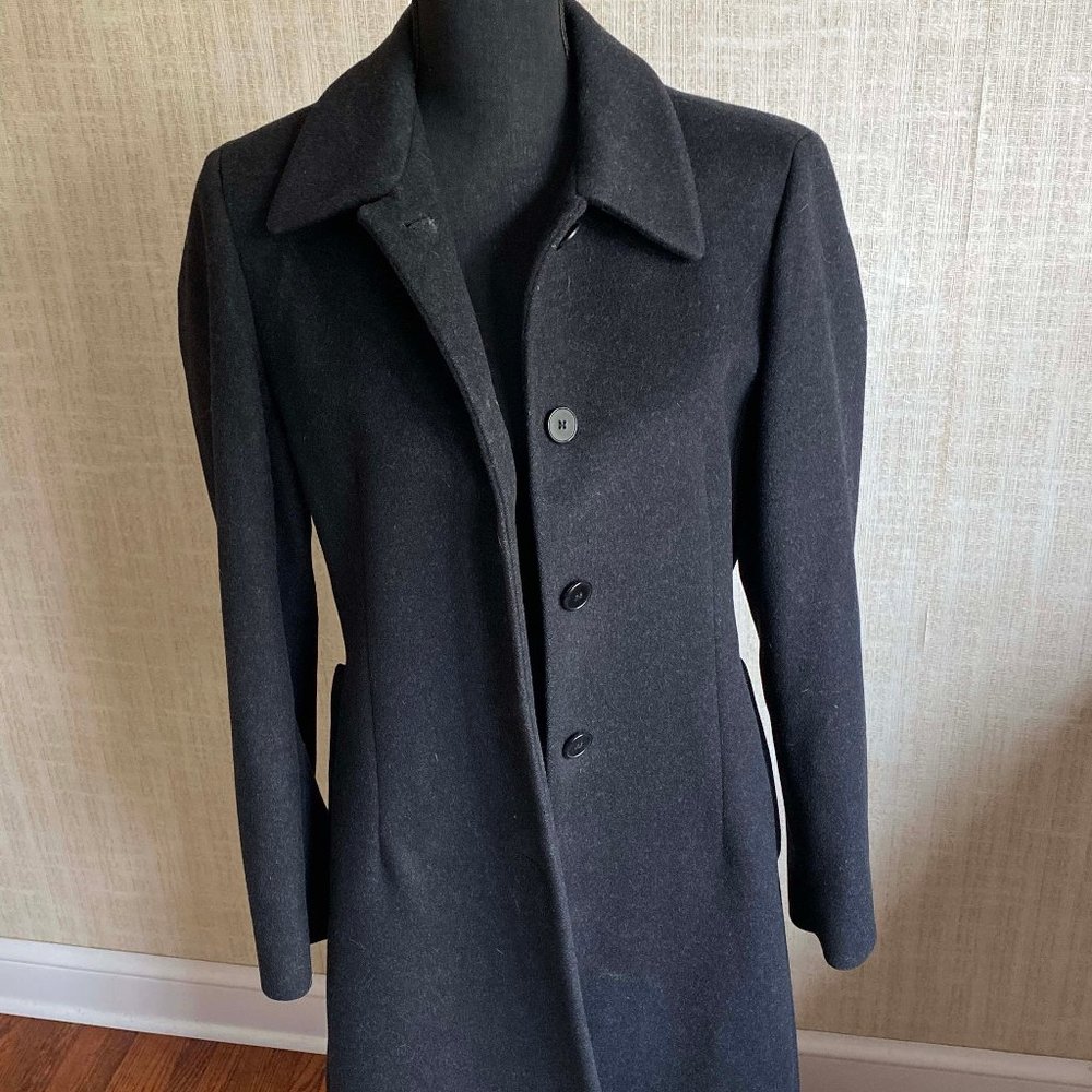 VINTAGE 1990s grey mid length wool coat Anne Klein